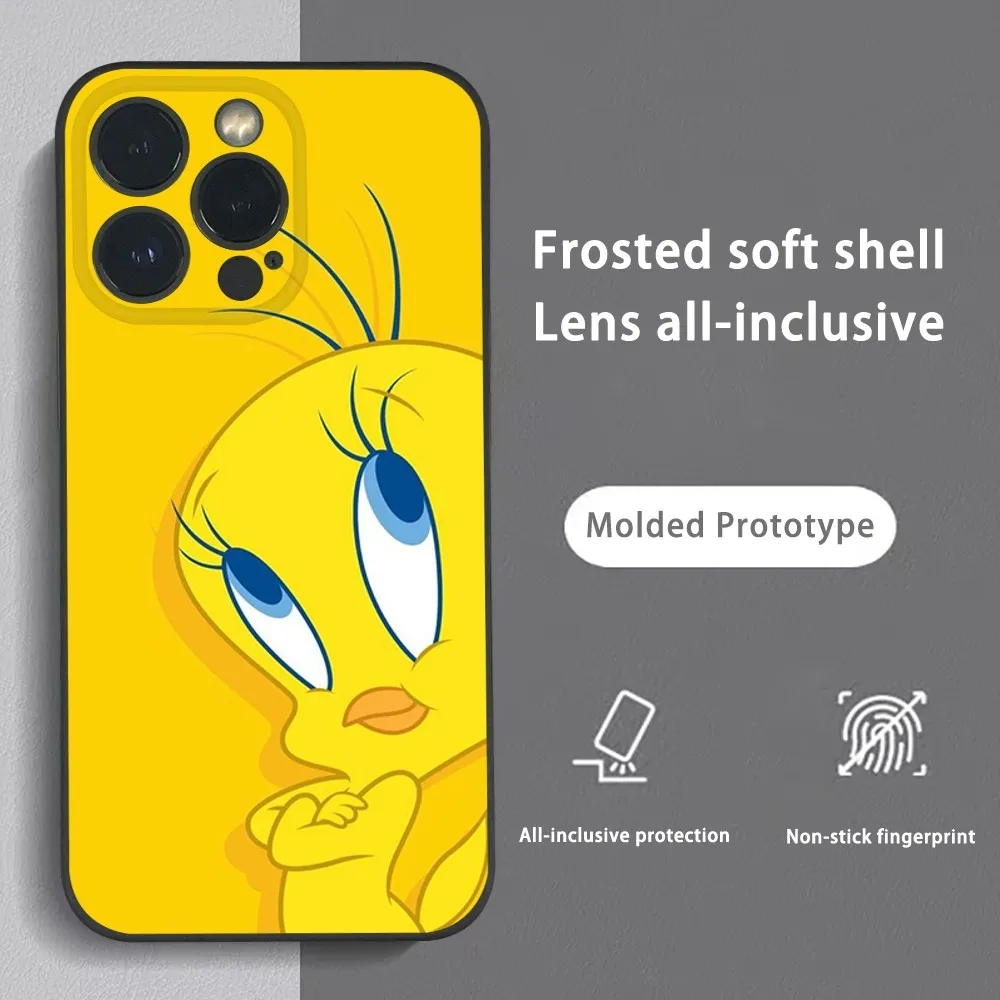 Чехол T-Tweety Bird для телефона iPhone 15 14 13 12 11 Pro Xs Max Mini XR X 7 8 Plus черный противоударный