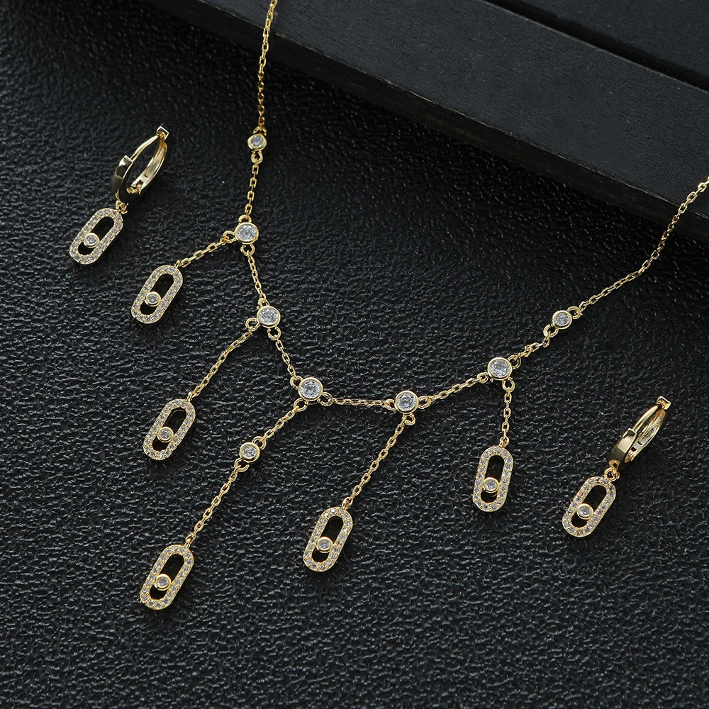 Комплект из ожерелья и сережек для женщин свадебные ювелирные украшения