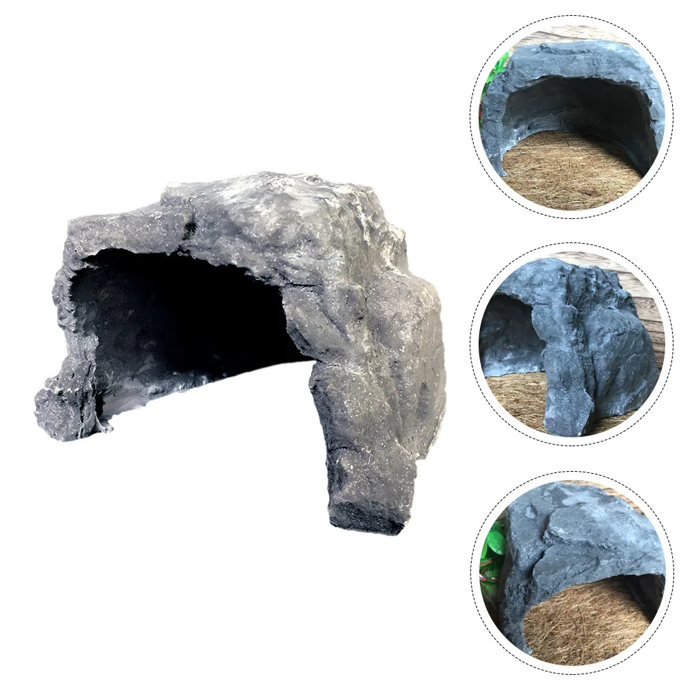 

Large Reptile Hideout Cave: Resin Tortoise Habitat Lizard Box Shelter Basking Terrace Decor for Gecko Spiders Frogs Turtles
