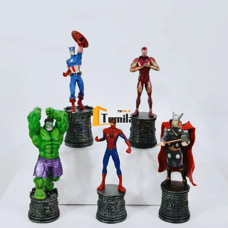 Фото Набор из 5 фигурок супергероев Marvel: Железный человек, Капитан Америка, Халк, Тор, Человек-паук. Игровые фигурки, украшение для дома, декор для стола, игрушка. №3