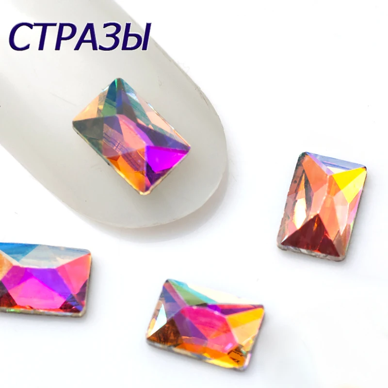 

YanRuo Cosmic Rectangon Nail Art Decorations Flatback Diamond Nail Accessories Glass material Rhinestone DIY Jewelry Nail Parts