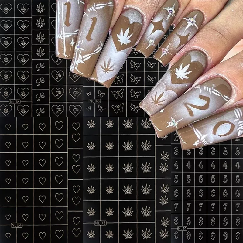 

Nail Art Stencils Love Heart Number Design Prints Decals Template Airbrush Nail Trendy Salon Manicure Supply