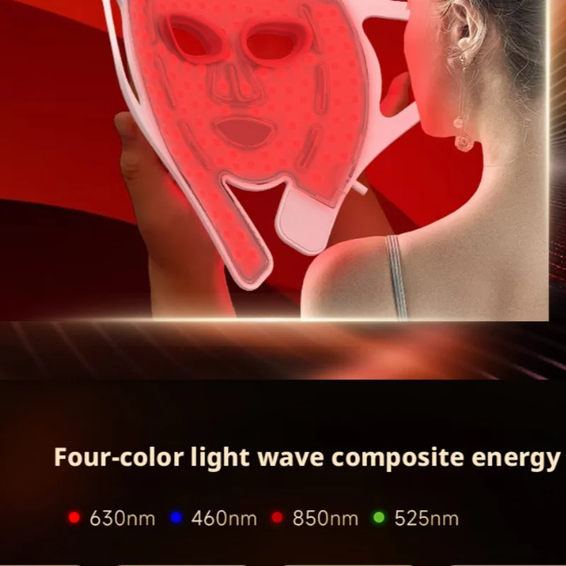 Фото Маска для лица SHINEKNOT Photon: светодиодная LED-маска с красным и инфракрасным светом, силиконовая, улучшающая состояние кожи, с многоцветным источником света, косметический прибор №2