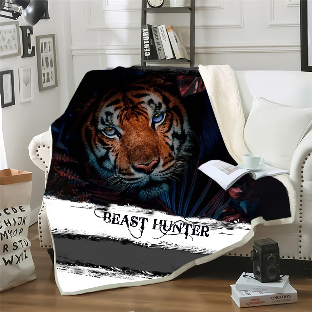 

CLOOCL Fashion Animals Blankets Beast Hunter Tiger 3D Printed Throw Blankets for Beds Beddings Fluffy Quilts 5 Size