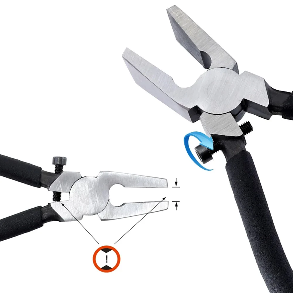 

1Pc Flat Nose Plier Clamp Clip Plier W/ Adjustable Screw Carbon Steel 200mm Hand Tool For Glass Trimming Tile Ceramics