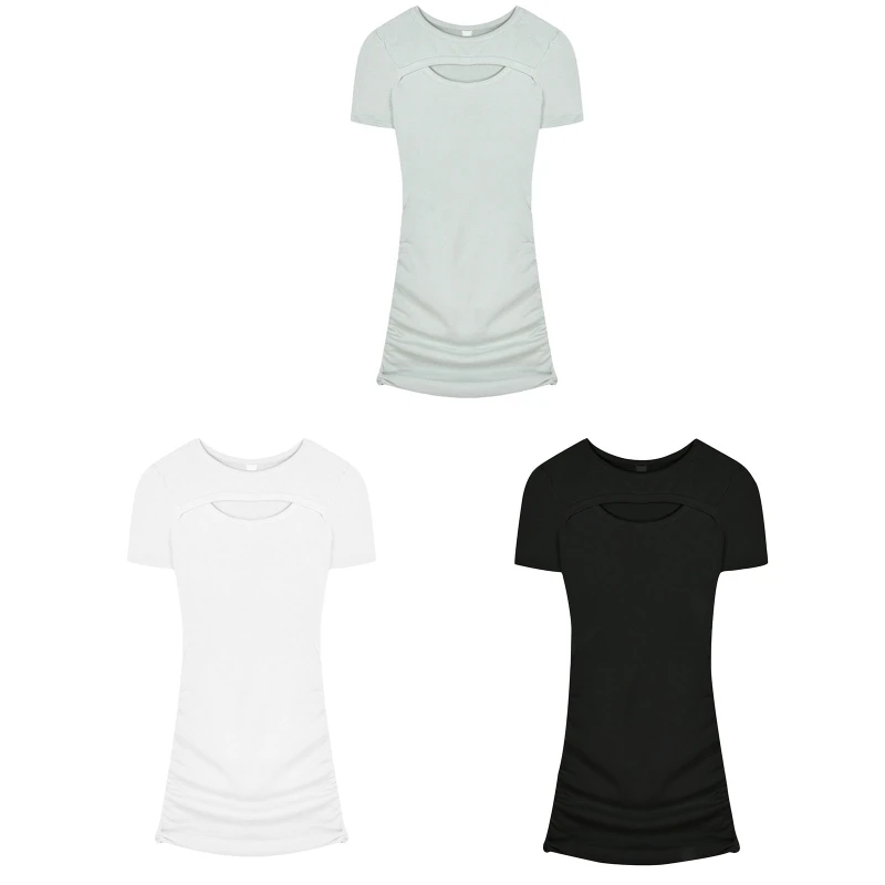 

Облегающее платье с оборками, женское платье с круглым вырезом и вырезами на груди, приталенное платье для повседневного и повседневного но...