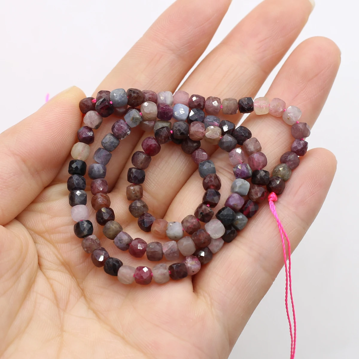 4mm Many Gems Beads Faceted Natural Stones Square Loose Spacer Beads for Jewelry Making DIY Bracelet Necklace Accessories Crafts