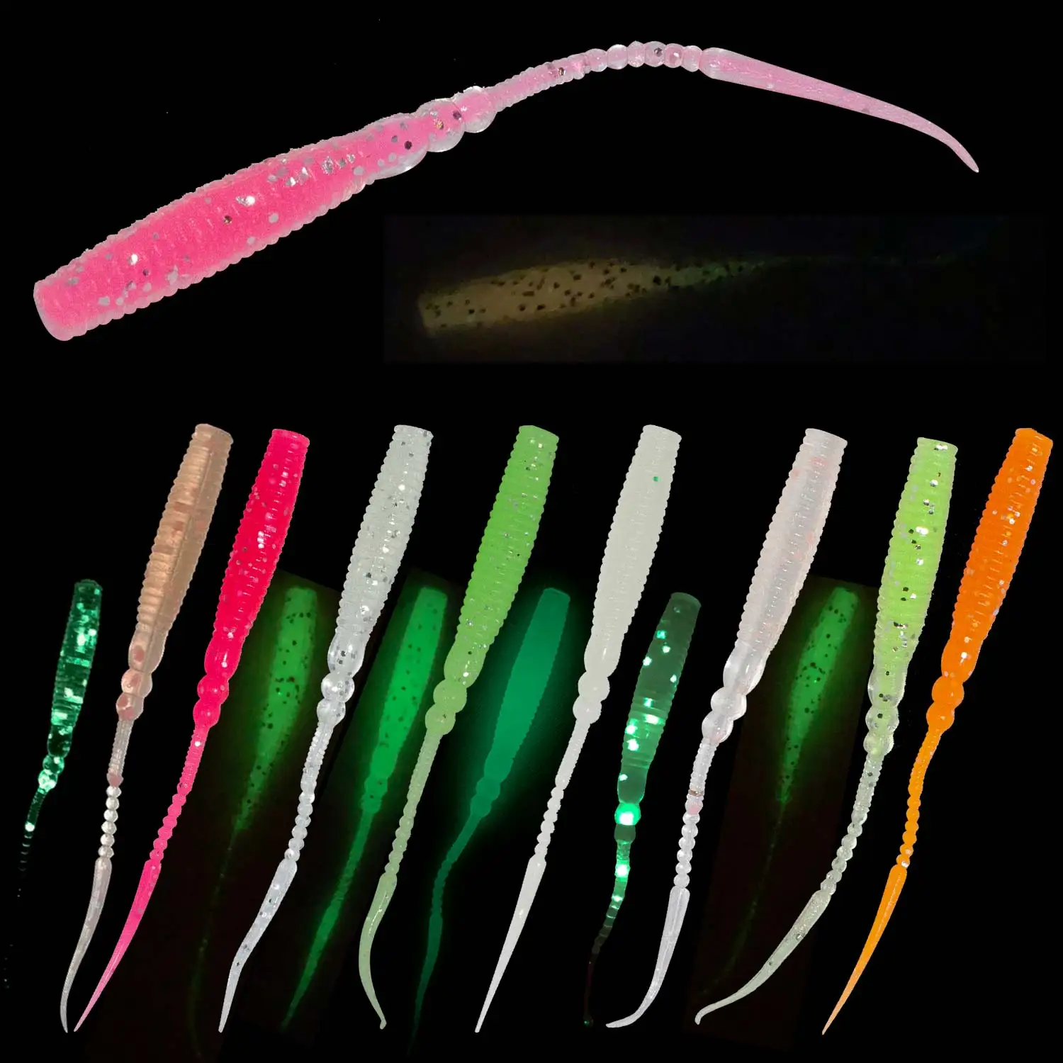 

5.7cm 0.4g Pin Worm Ribs Slugs Ajing Soft Bait Dropshot Rock Fishing Soft Baits Shad Fly Carp UL Fishing Silicon Fishing