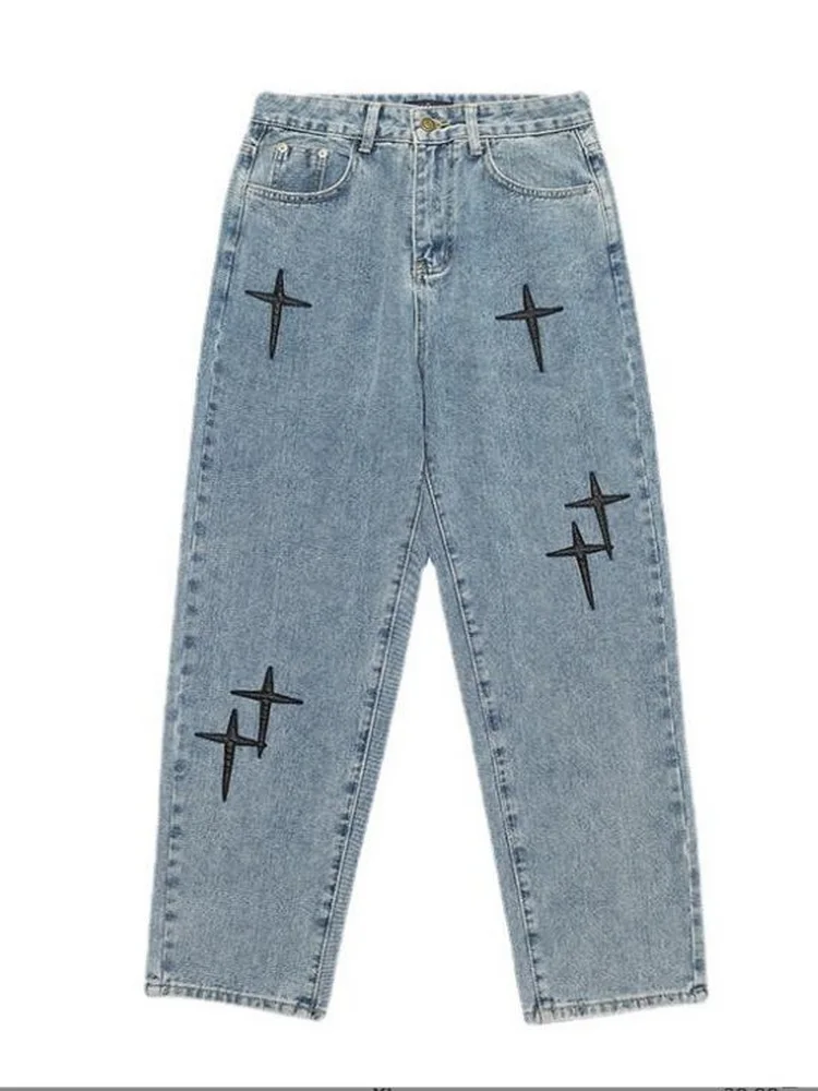 Men's Straight Loose Jeans Spring and Autumn Men's Ninth Pants Wide Leg Pants Wide Leg Cargo Pants