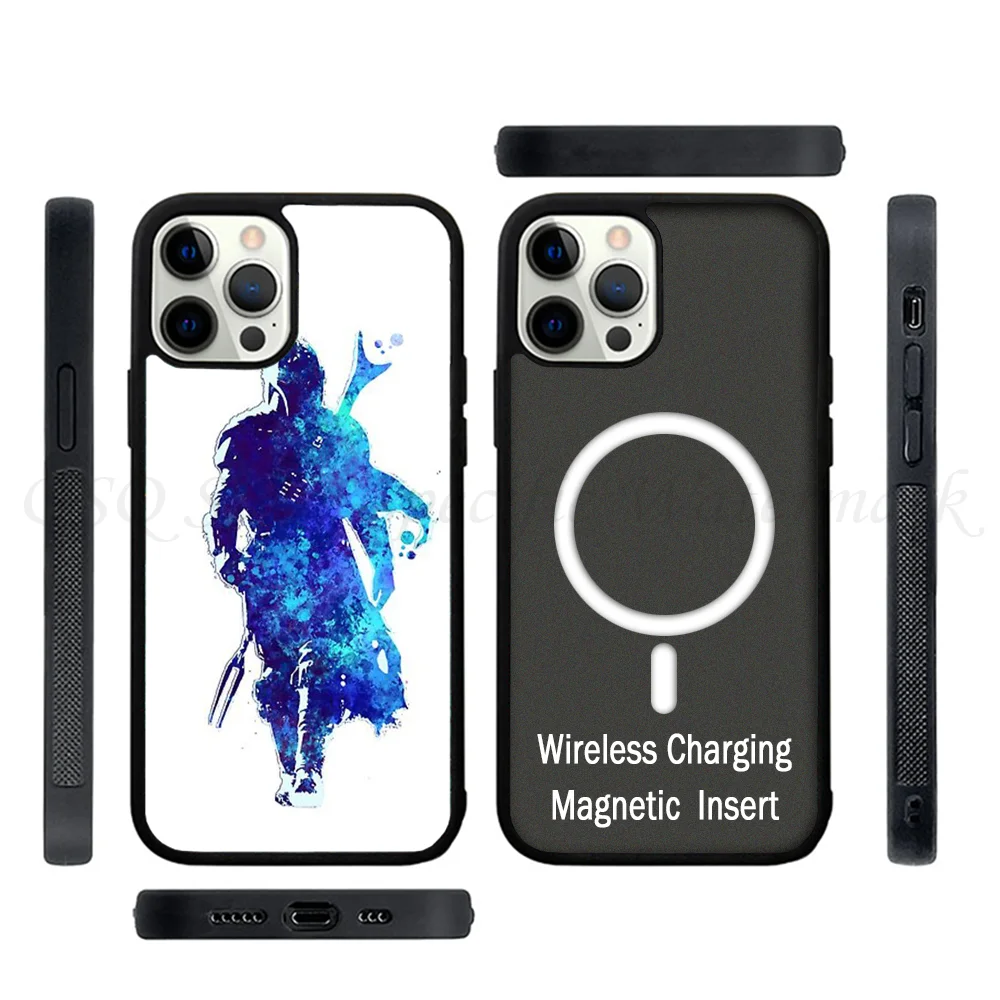 Чехол для телефона MANDO с синим рисунком краски сильный магнитный чехол iPhone 15 14 13 Pro