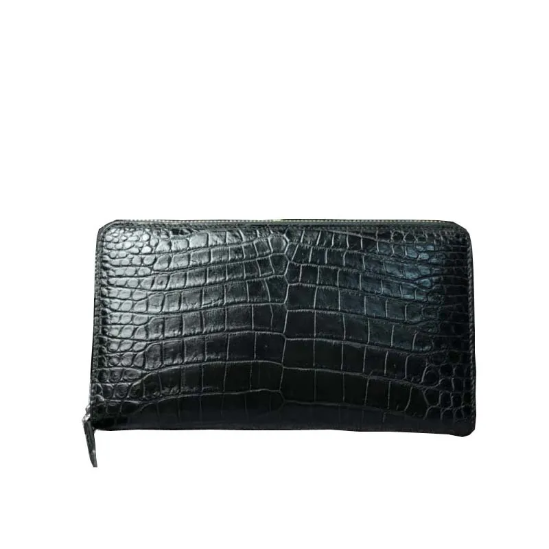 Genuine Leather Men's Business Zipper Wallet Large Capacity Fashion Casual Purse High Quality Luxury Handbag Leisure Clutch Bag