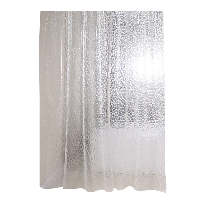 

Clear EVA Shower Curtain Liner Waterproof Transparent 3D Water Square Bathroom Curtain in 71inch x 79inch, 12 Hooks