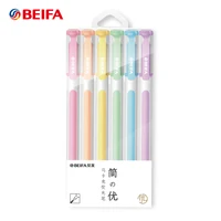 beifa 6pcs macaron highlighter kawaii marker chisel tip for students stationary school supplies office accessories