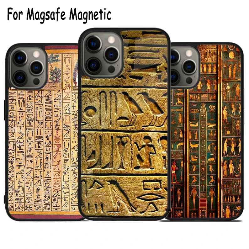 Египет Cuneiform Akkadian Фараон Беспроводная зарядка Magsafe телефонный чехол для iPhone 15 16 14