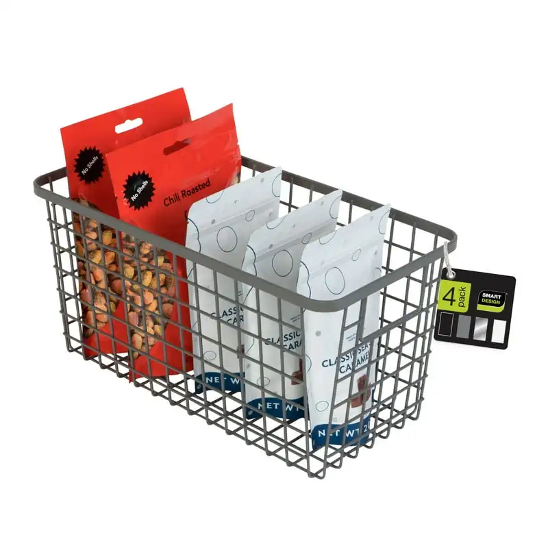

Basket Organizer with Handles - 6 x 12 x 6 inches - Gunmetal - Set of 4 Shower caddy portable Shelves Bathroom shelves Bathroom