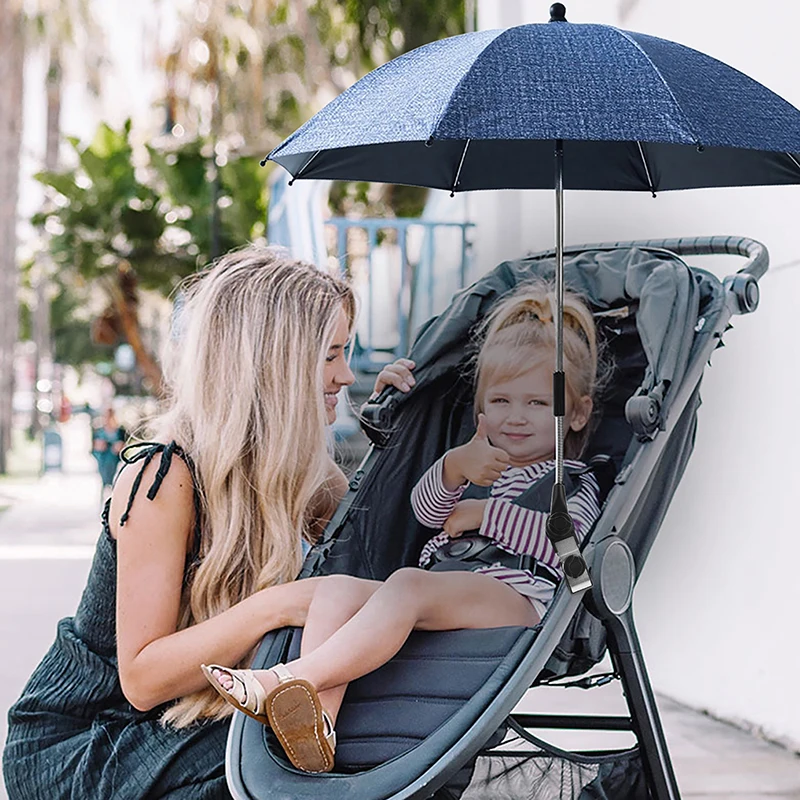

Pram Parasol Easy Open Wind-resistant UV Protection Safety Baby Stroller Umbrella Adjustable Rotatable Fixture Compact-fold
