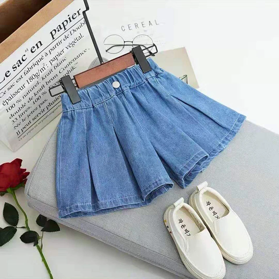 

Girls Casual Short Pants Solid Color Elastic Waist Shorts For Girl Clothing Summer Kids Girl Dress Pant For 4 5 6 7 8 10 13 Yrs