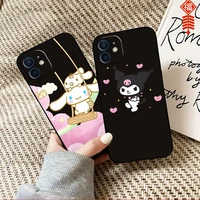 hello kitty kuromi phone case for funda iphone 13 12 11 pro max mini x xr xs max se 2020 6 6s 7 8 plus etui celular black coque