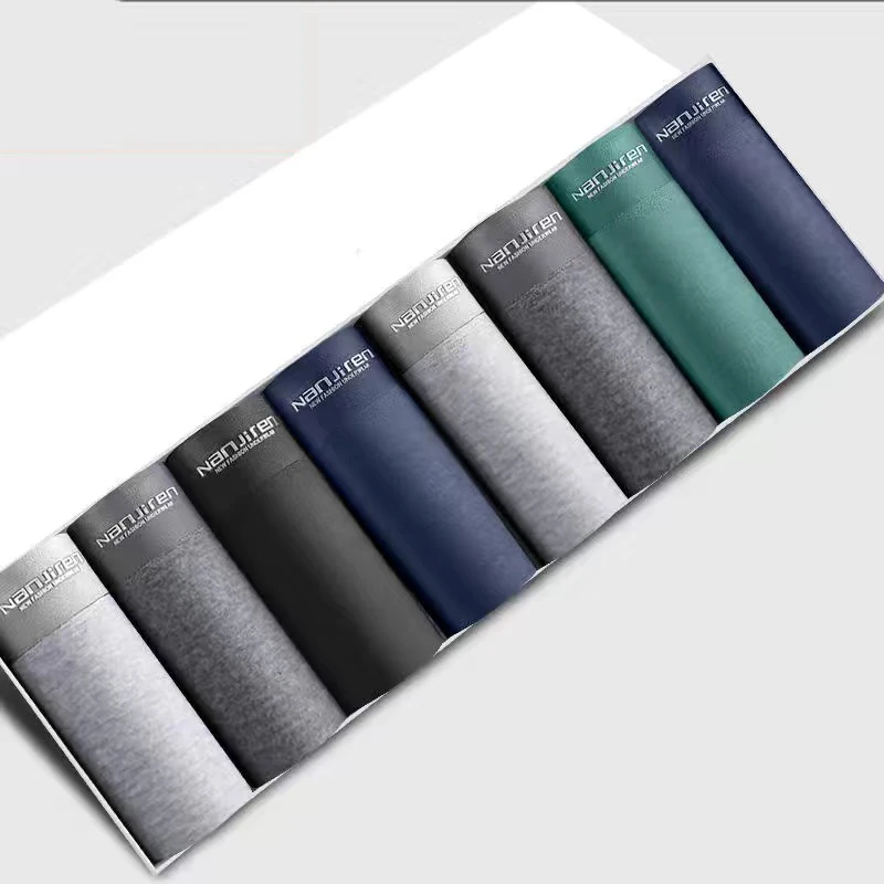 8pcs/Lot Men'S Underwear Antibacterial Breathable Print Men'S Boxer Shorts Sports Soft Plus Size Male Underpants Cotton