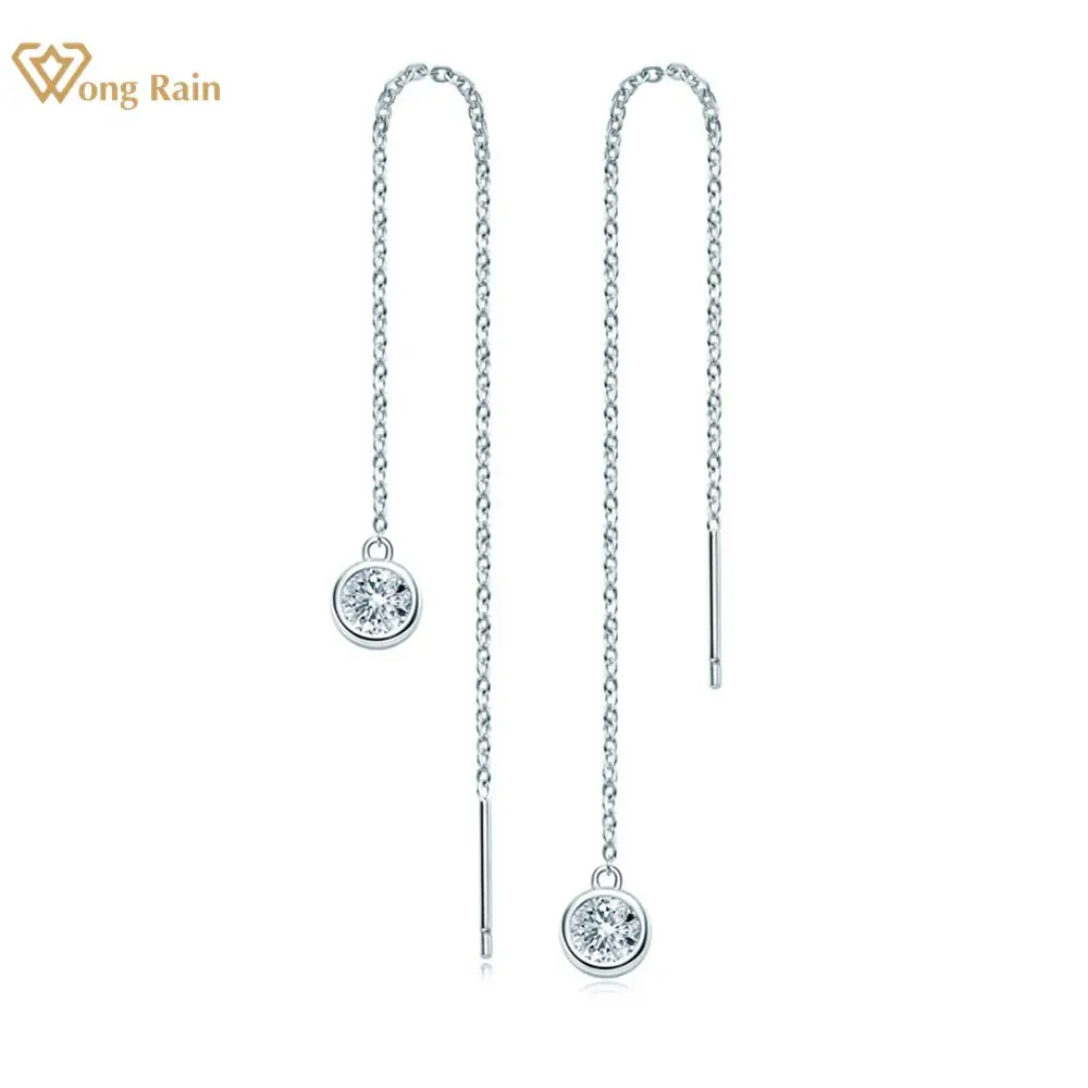 

Wong Rain 100% 925 Sterling Silver VVS 0.5CT Real Moissanite Diamonds Wedding Party Tassel Dangle Earrings Fine Jewelry With GRA