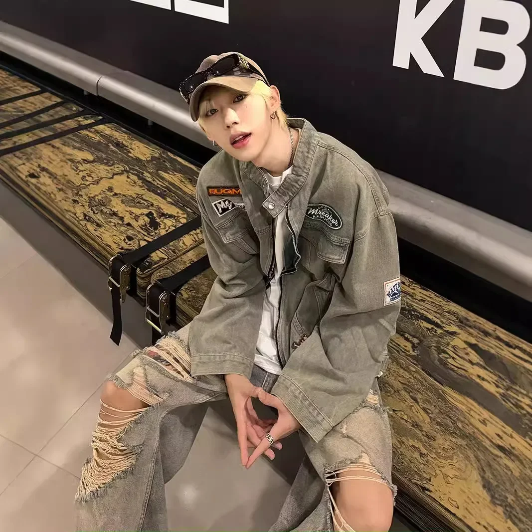 Универсальная джинсовая куртка для мужчин и женщин винтажный стильный Свободный