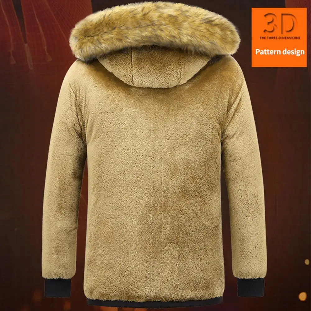 2022 New Men Winter Parka Fleece Lined Thick Warm Hooded Fur Collar Coat Male Size 5XL Plush Jacket Autumn Work Outwearing Black