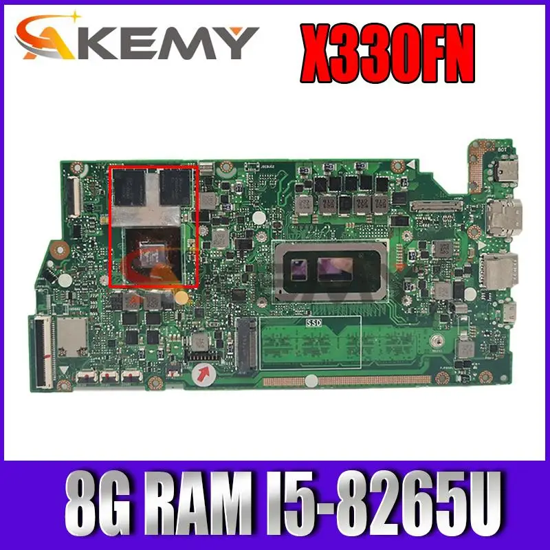 

Akemy X330FN Motherboard For Asus VivoBook S13 X330F X330FN S330FN S330F Laptop Mainboard W/ 8G RAM I5-8265U CPU