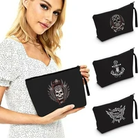 women makeup bags multipurpose zipper travel bags for bath cosmetics organizer wash bag skull series wallet key case storage bag