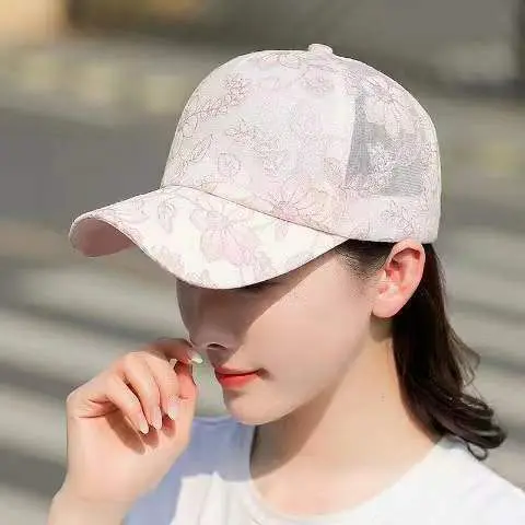 

Spring and summer new women's baseball cap fashion wild embroidered flower peaked caps street outdoor men's black sun hat