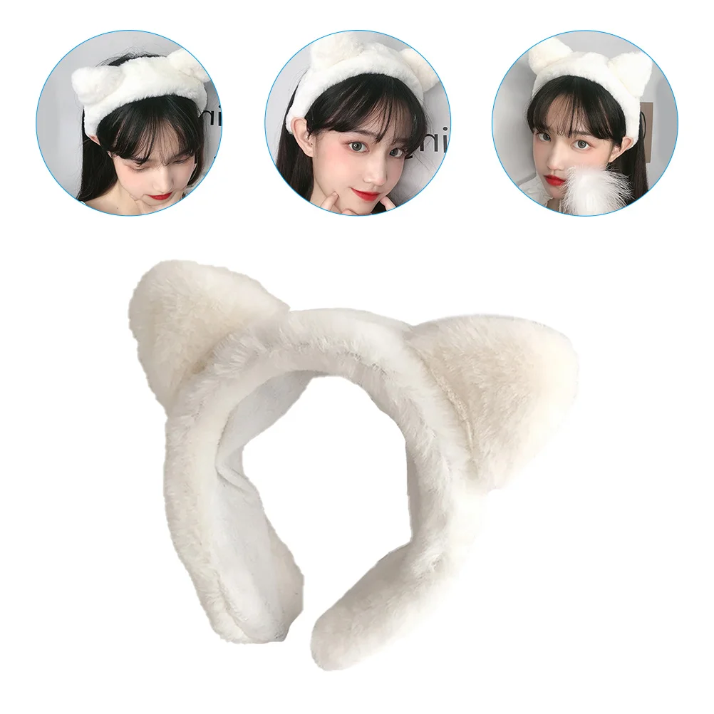 

2pcs Cat Ear Makeup Hairbands Plush Face Washing Headbands Lovely Girls Head Wrap