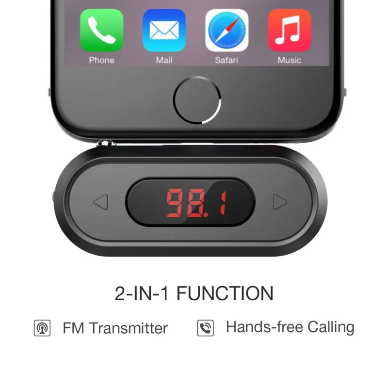 Car Wireless FM Transmitter 88.1Hz-107.9Hz with 3.5mm Audio Jack Hand-free Call Compatible IPhone IPad Samsung Huawei | Автомобили и