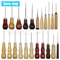 wooden handle awl sewing stitching tool punching leather hole puncher awl for diy handmade stitcher needlework shoes repair tool