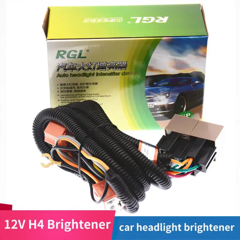 

H4 Relay Wiring Harness Kit Line Ceramic Led Headlight Enhancer Bulb Plug And Play Universal Car Light Bulb Socket Plug