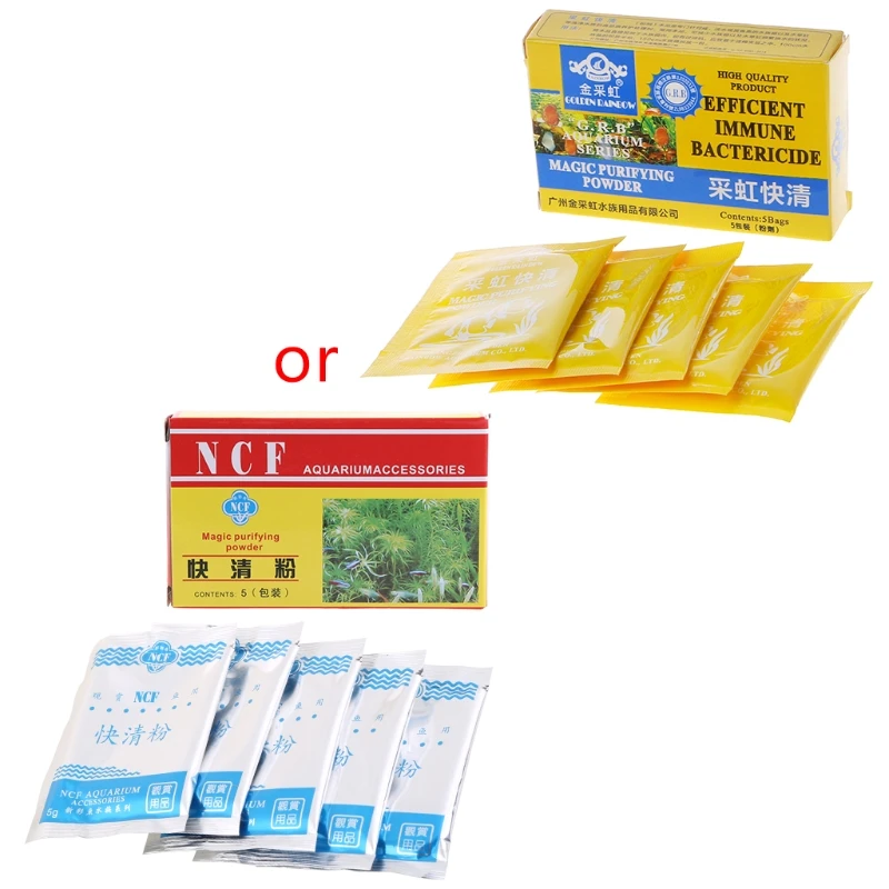 

5 Pieces Aquarium Water Conditioner Powder Safe for Ornamental Fish Easy to Use