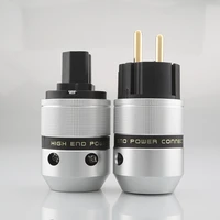 hot sale 1pair hi end audio aluminum gold plated schuko power plug connectoriec female plug