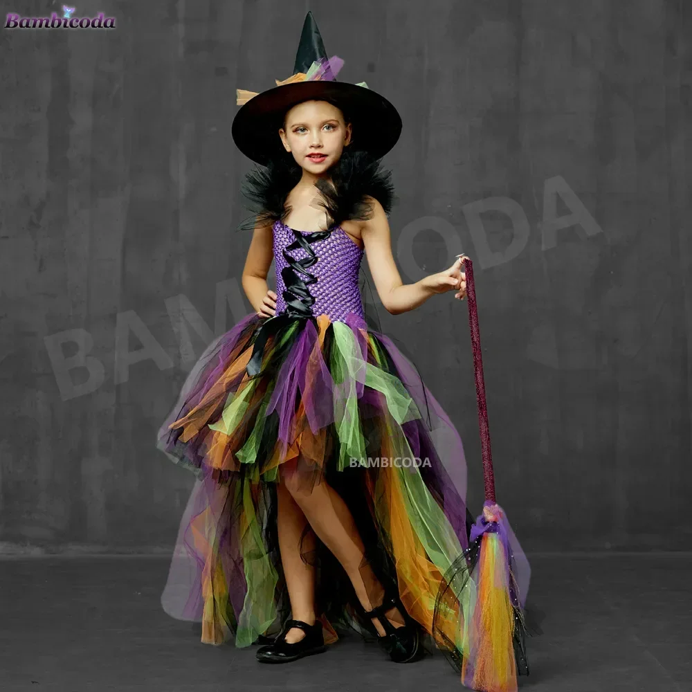 

Платье-пачка с ведьмой для девочек, косплей, наряд принцессы для девочек, маскарадные платья, детский комплект одежды, карнавальные костюмы на Хэллоуин для детей