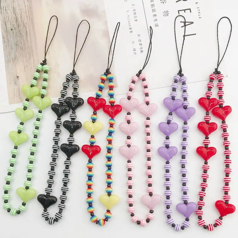 

Acrylic Love Diy Jewelry Accessories Hand-beaded Resin Color Beads Keychain Pendant Mobile Phone Chain Jewelry llaveros chaveiro