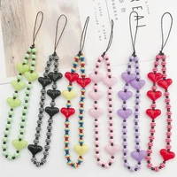 acrylic love diy jewelry accessories hand beaded resin color beads keychain pendant mobile phone chain jewelry llaveros chaveiro