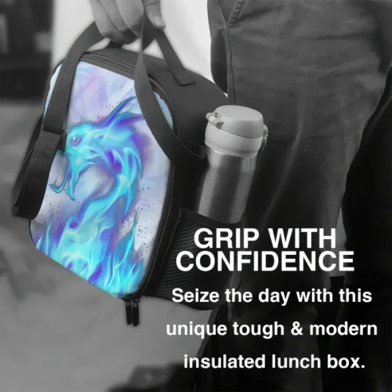 Изолированные термосумки для обеда Blue Fiery Dragon детей моющаяся сумка-тоут