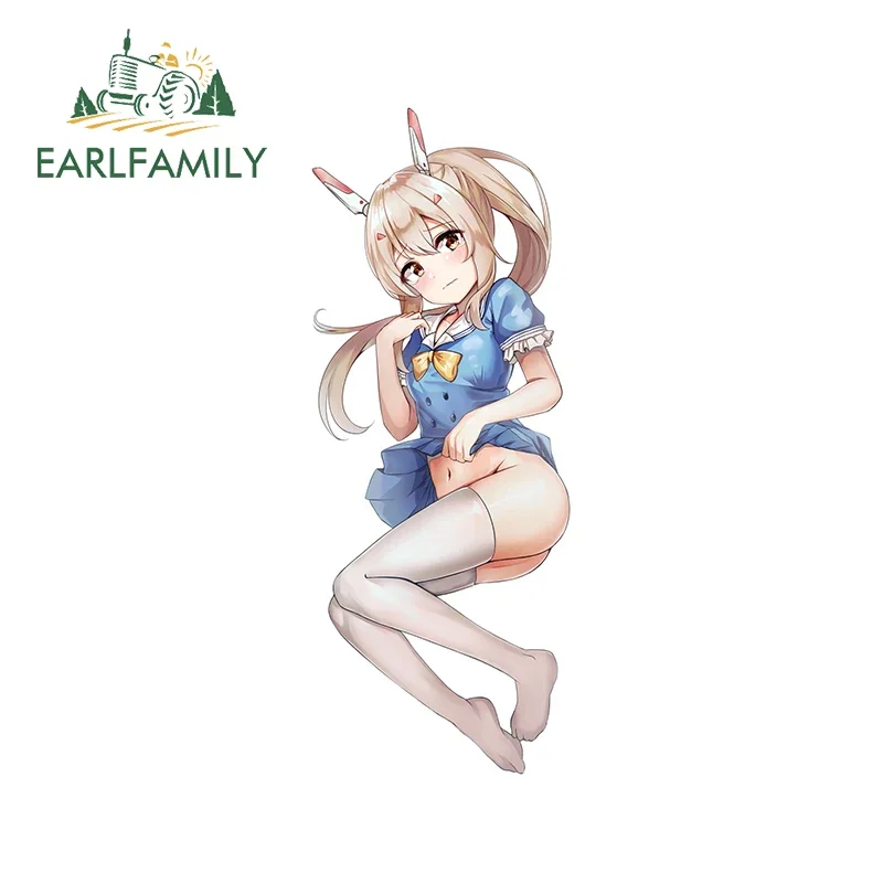 

EARLFAMILY 13 см x 5 см, зайчик, фотоблестящая голубая юбка, виниловая фотобумага, солнцезащитные автомобильные товары с защитой от царапин