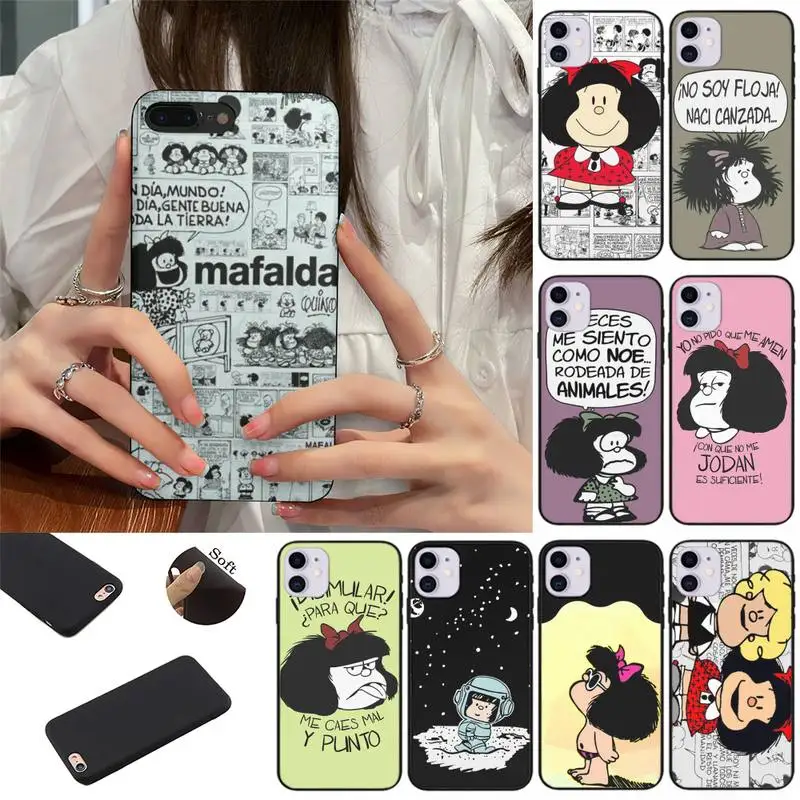 

Hot Mafalda Phone Case fundas shell cover for iphone 6 6s 7 8 plus xr x xs 11 12 13 mini pro max