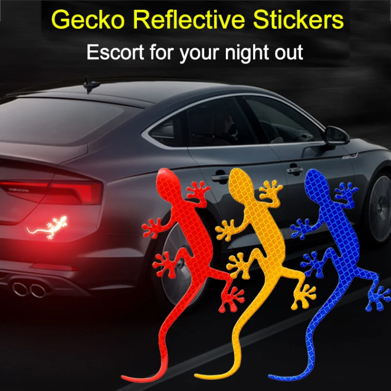 

Car Reflective Sticker Night Safety Warning Mark Auto Body Tail Styling Reflector Stickers Fashion Gecko Animal Car Stickers