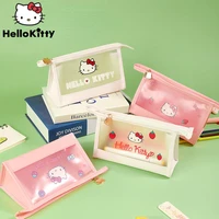 cartoon hello kitty pu makeup bag storage stationery pen bag waterproof transparent cosmetic brush holder desktop finishing