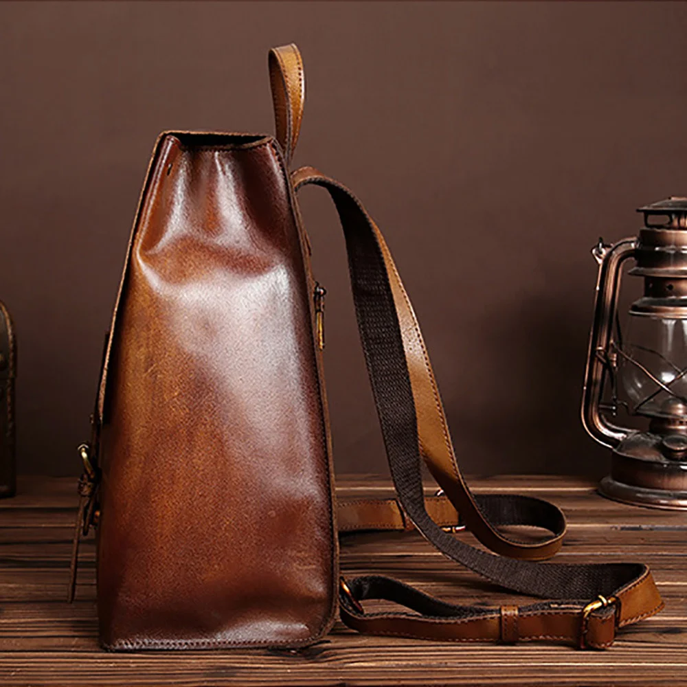 Мужской рюкзак из воловьей кожи первого слоя