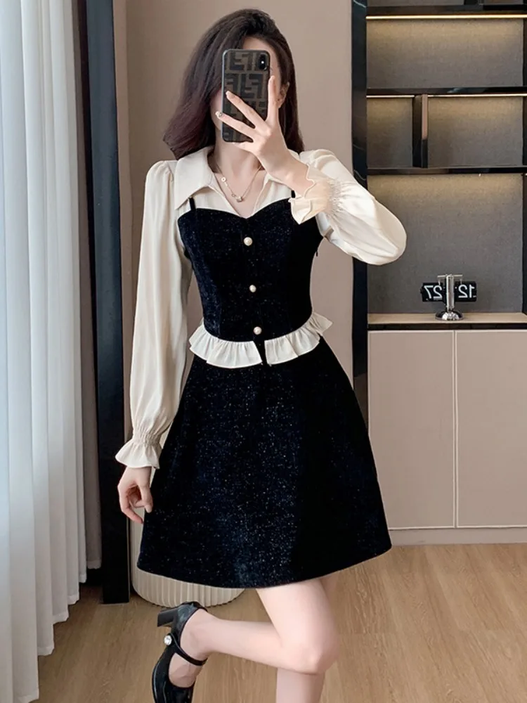 Шикарные уникальные рубашки из двух предметов лоскутное платье женское