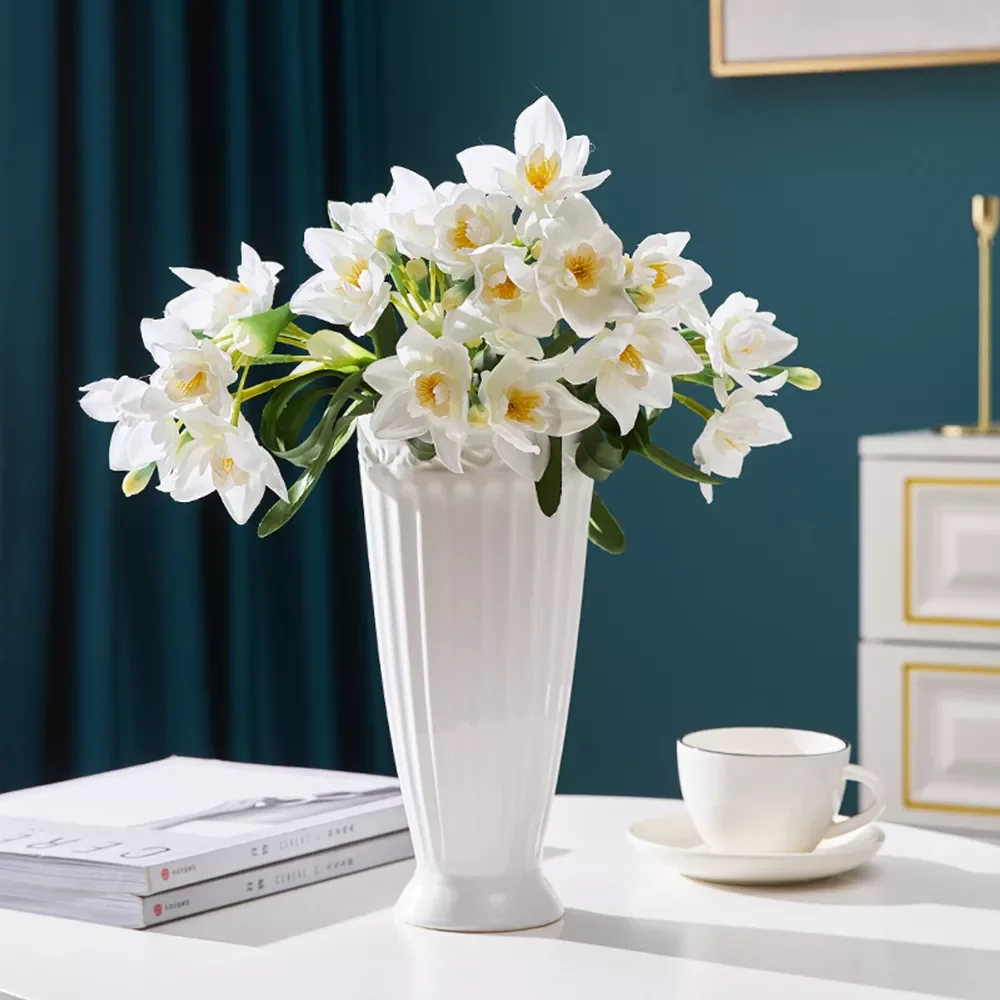 

Скандинавская белая керамическая ваза, простая Ретро пасторальная ваза, домашнее украшение, полосатые вазы для цветов, сушеные цветы, Сваде...