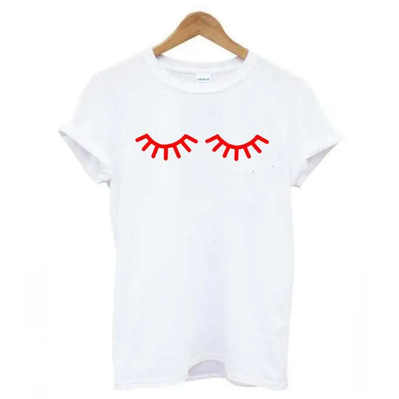 

Cotton Tshirt Funny Eyelashes Printed T Shirt Women Tops Summer Short Sleeve Tee Shirt Femme Casual Plus Size Camiseta Mujer