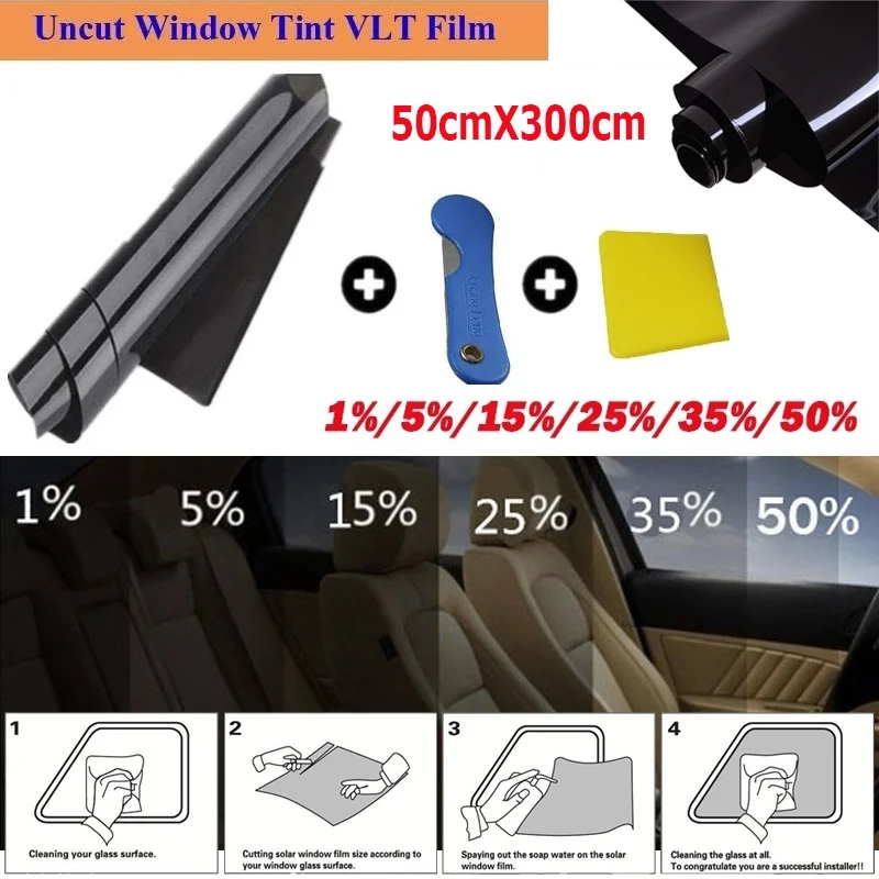 

1 Roll 1%/5%/15%/25%/35%/50% Car Window Tint Film Window Sticker Car Sun Visor Tint Film (50cm*3m)