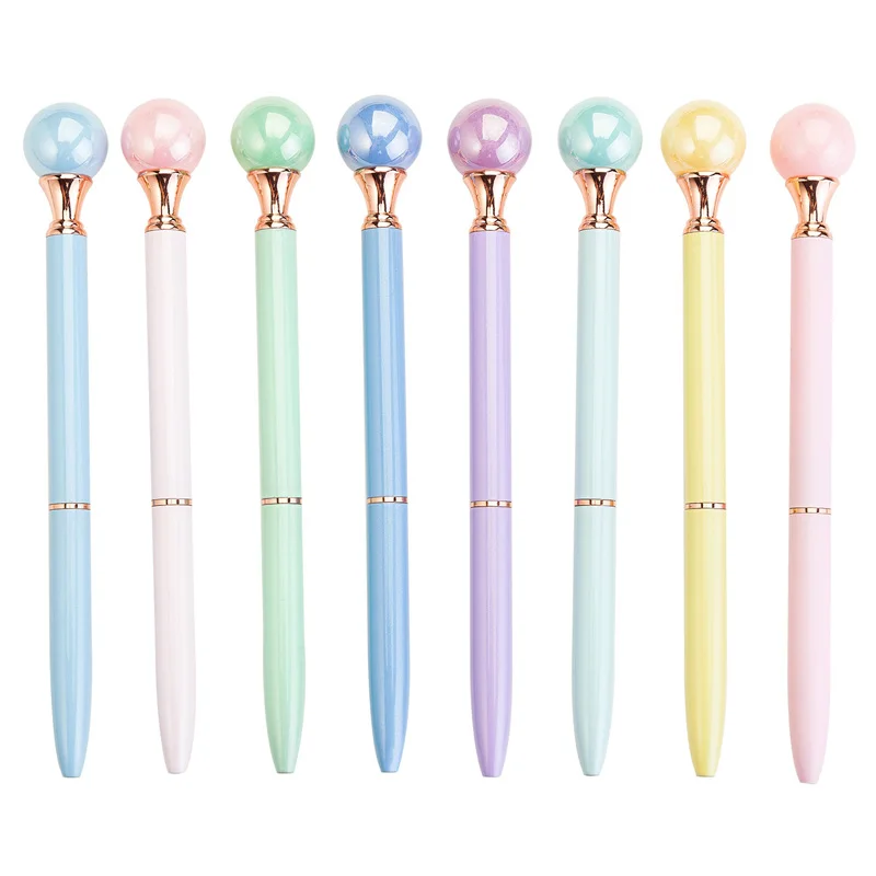 50Pcs/Lot Fashion Girl Big Pearl Business Candy Ballpoint Pens School Stationery Office Supplies Gift Free Custom Logo 11 Colors