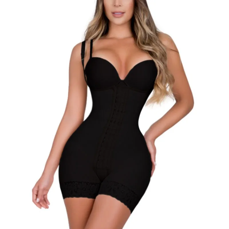 Body Shaper With Shaping Shorts Adjustable Positions Braless Hook And Eye Compression Bodysuit Modeling Strap
